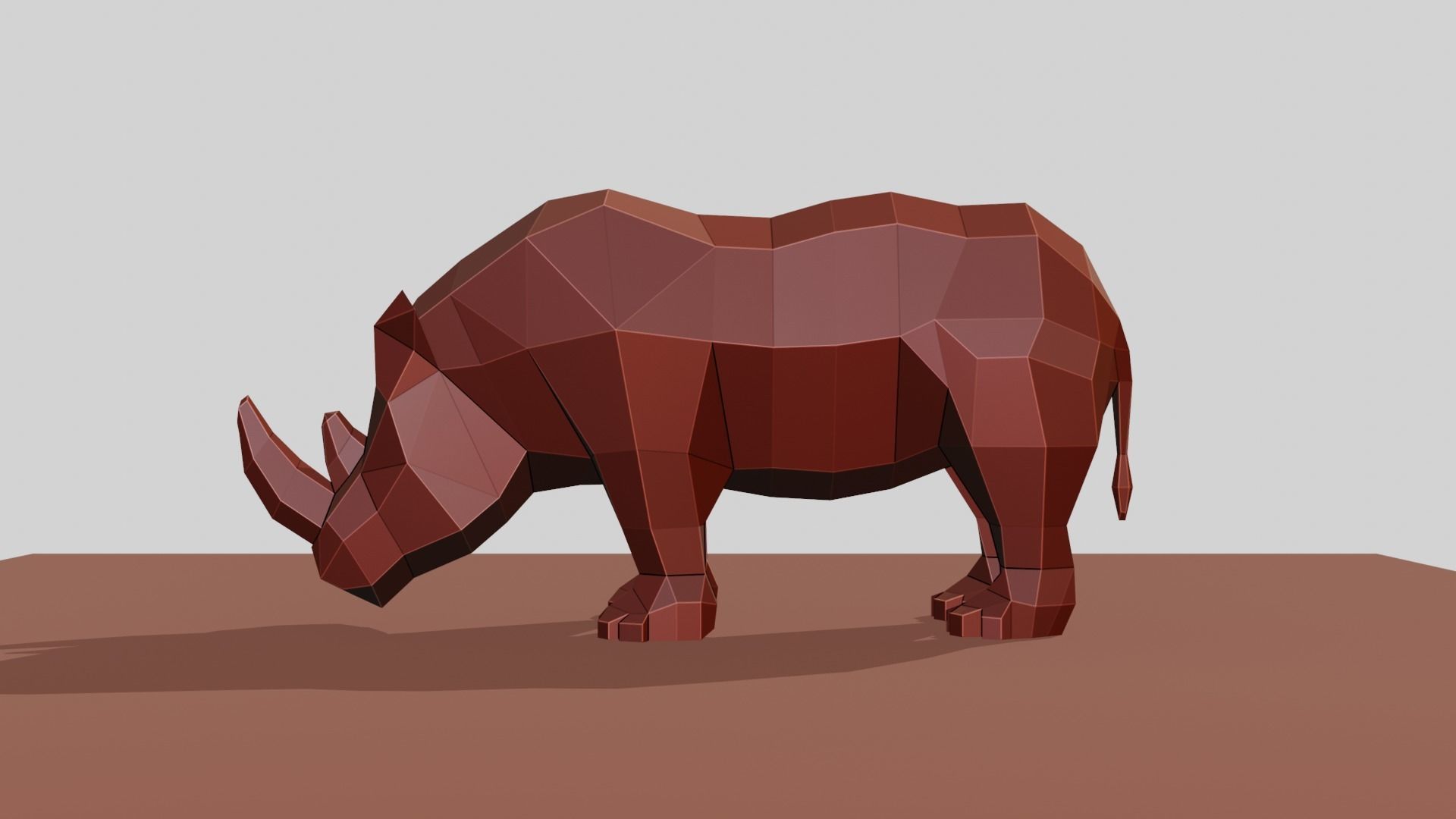 Rhino polygonal figure Low-poly 3D model_3