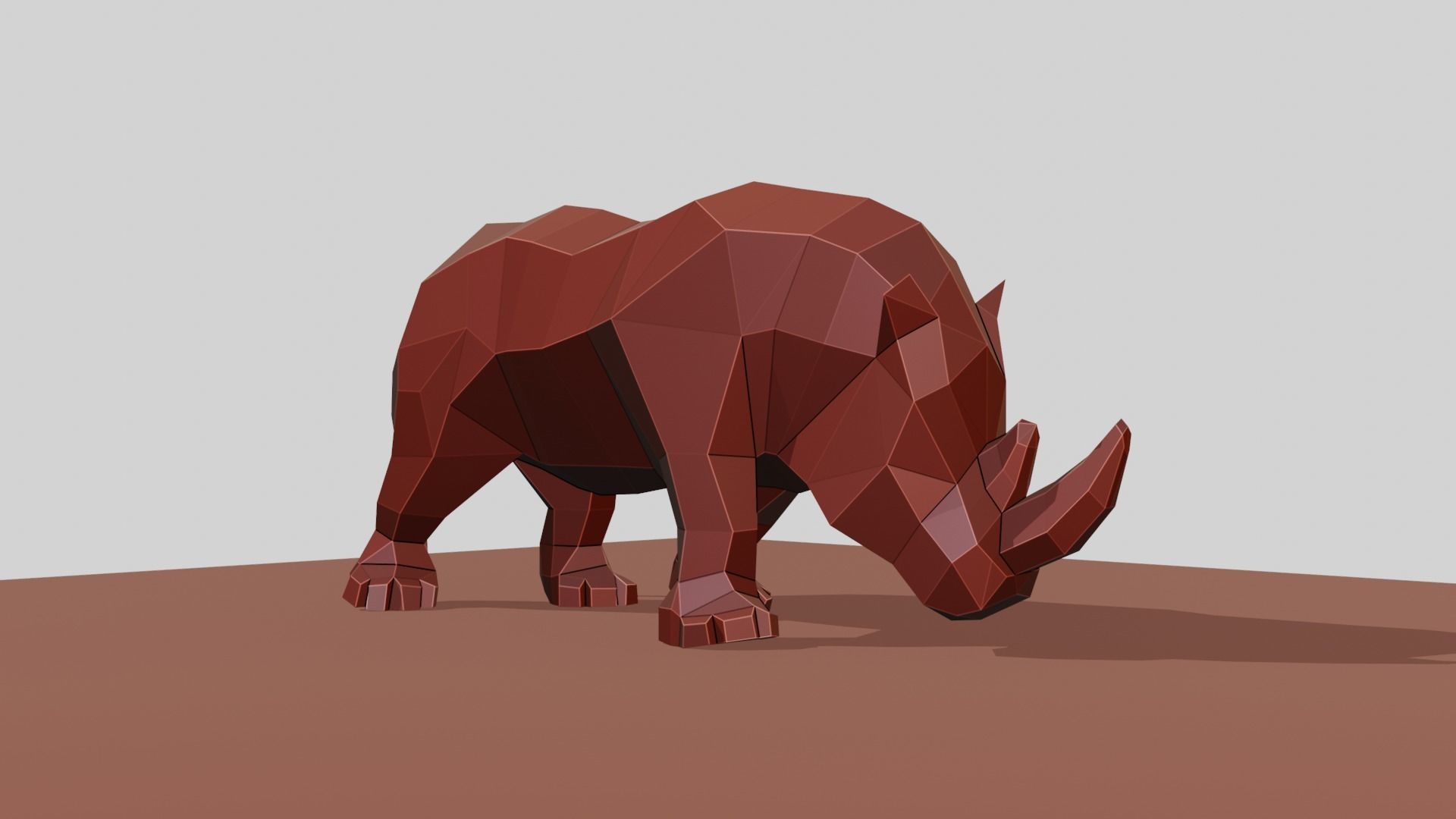 Rhino polygonal figure Low-poly 3D model_12