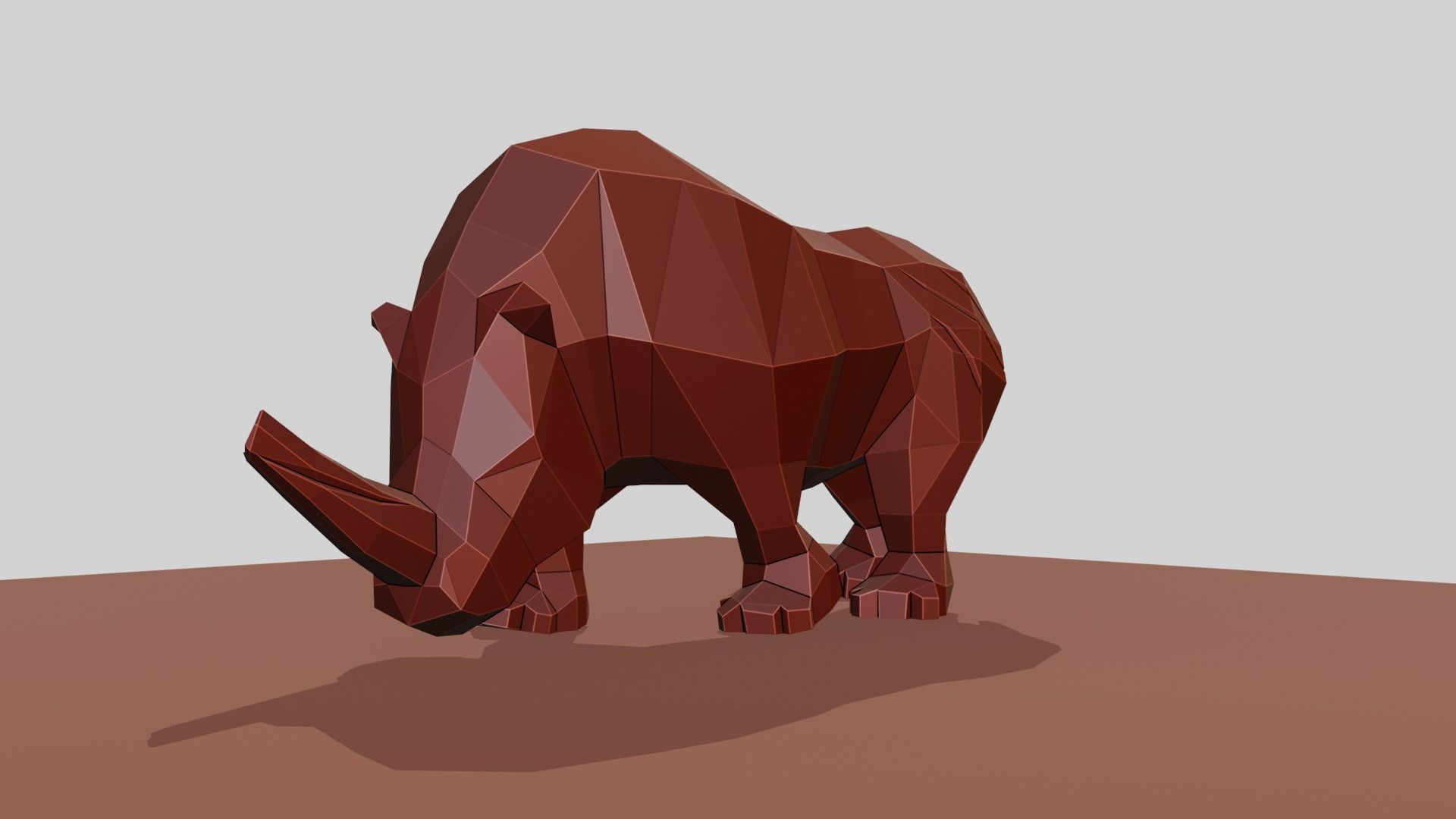 Rhino polygonal figure Low-poly 3D model_17