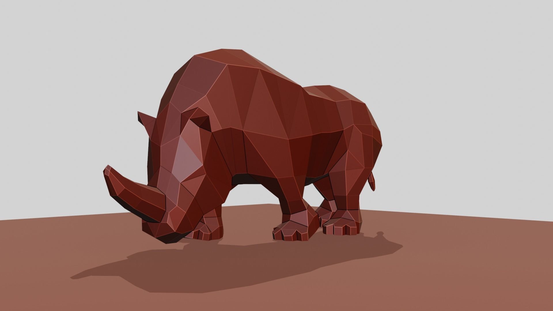 Rhino polygonal figure Low-poly 3D model_14