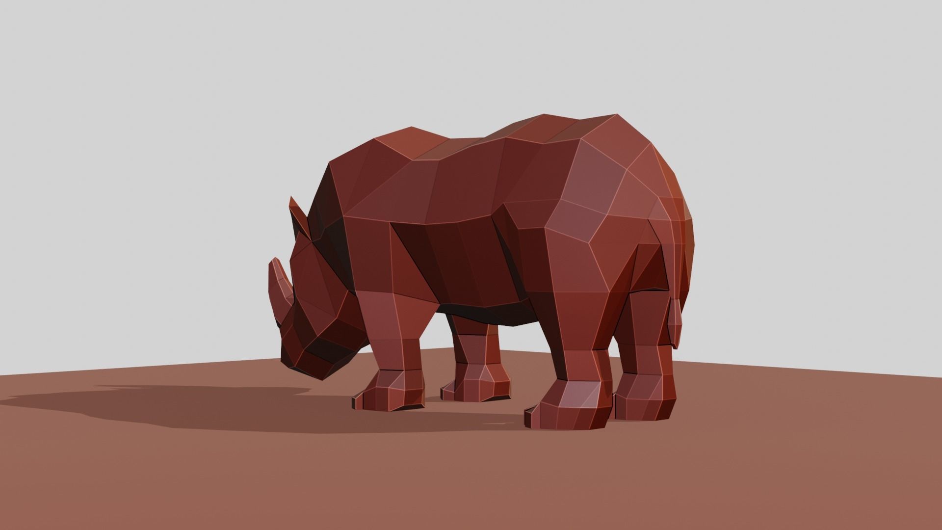 Rhino polygonal figure Low-poly 3D model_6