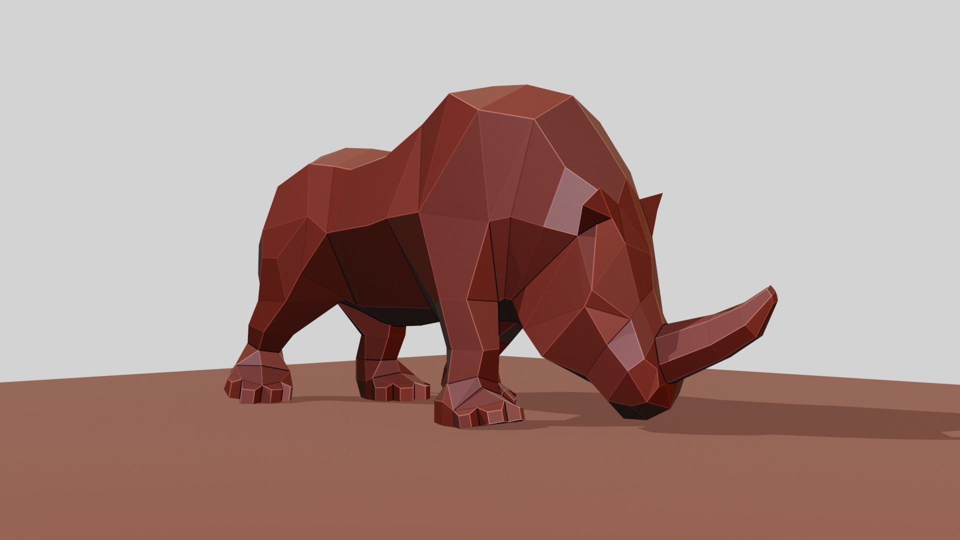 Rhino polygonal figure Low-poly 3D model_16
