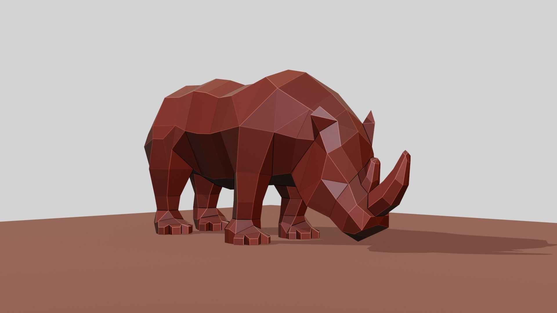 Rhino polygonal figure Low-poly 3D model_5