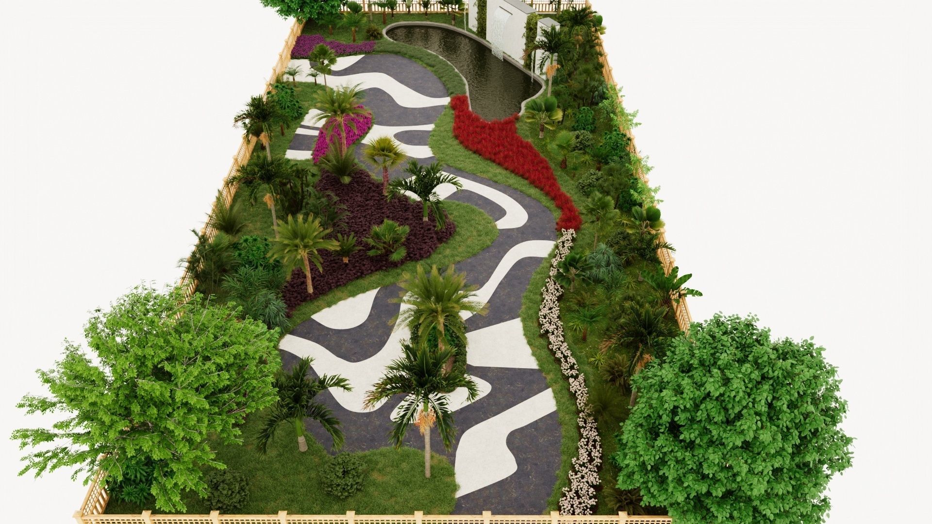 A Customizable 3D Garden Park scene 3D model_4