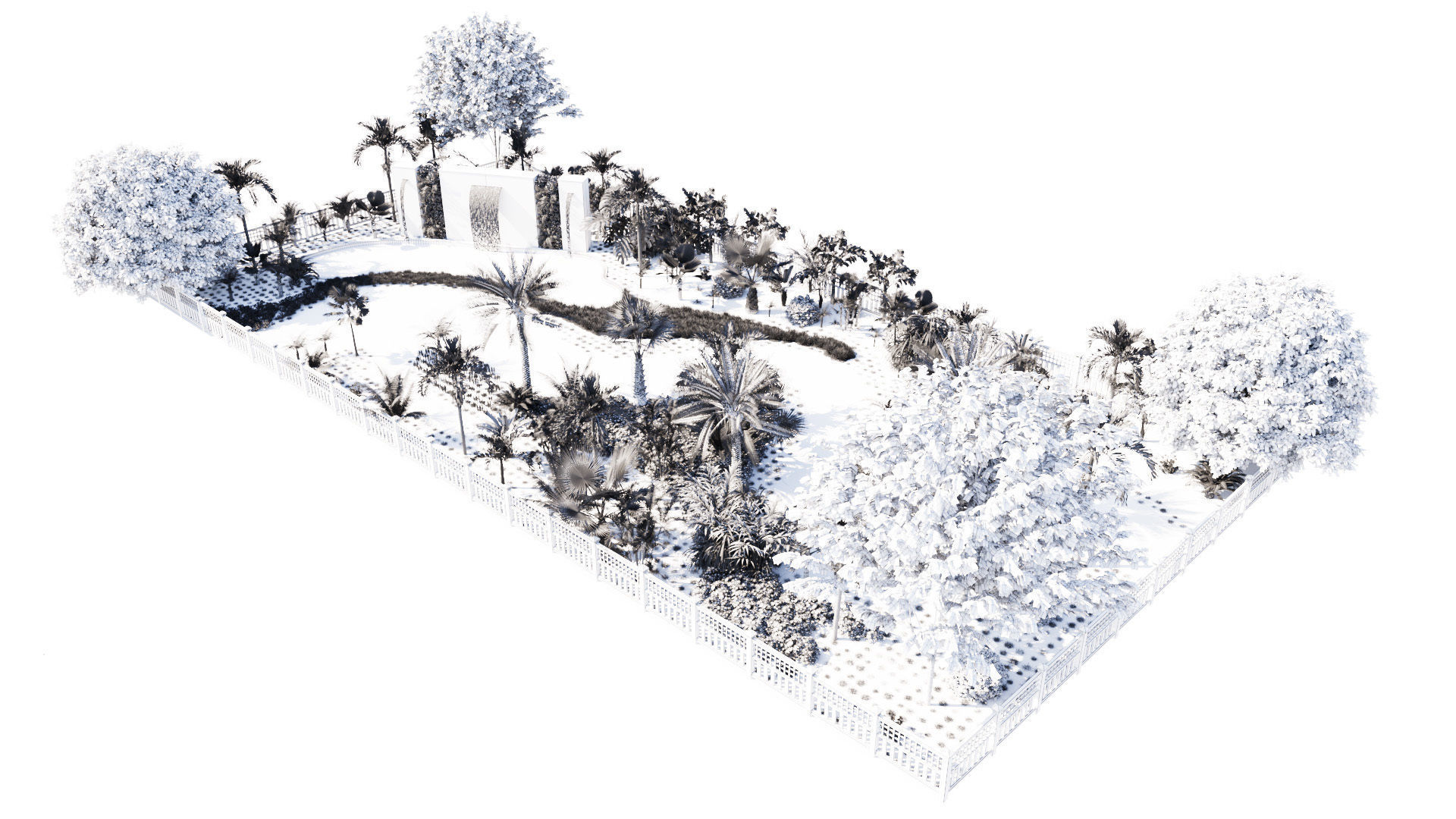 A Customizable 3D Garden Park scene 3D model_5