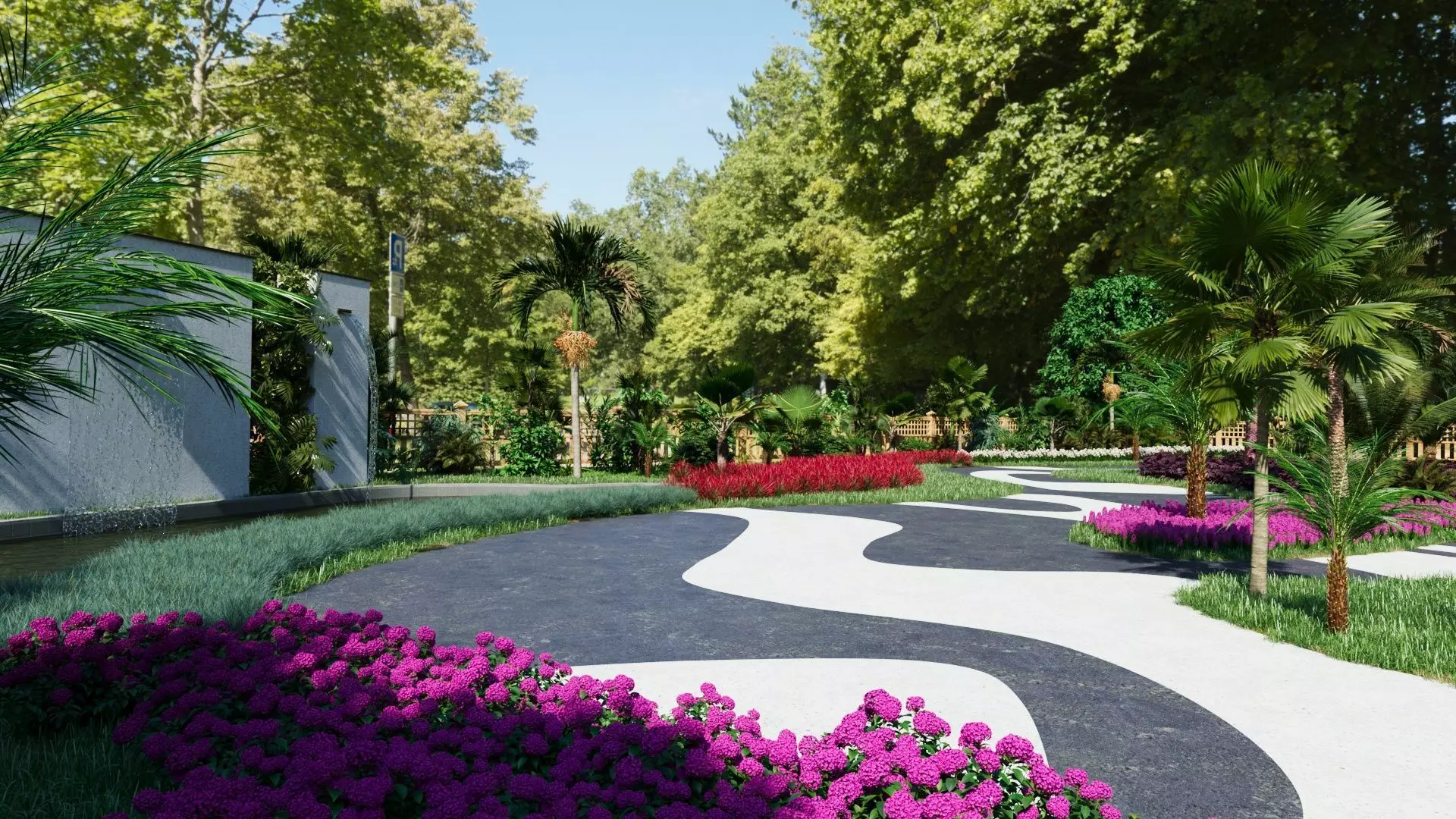A Customizable 3D Garden Park scene 3D model_0