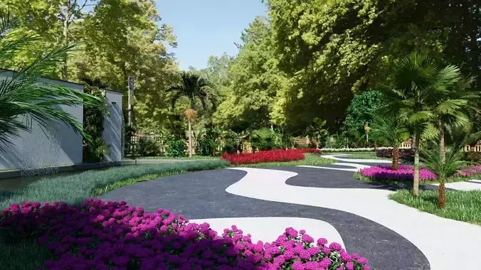 A Customizable 3D Garden Park scene