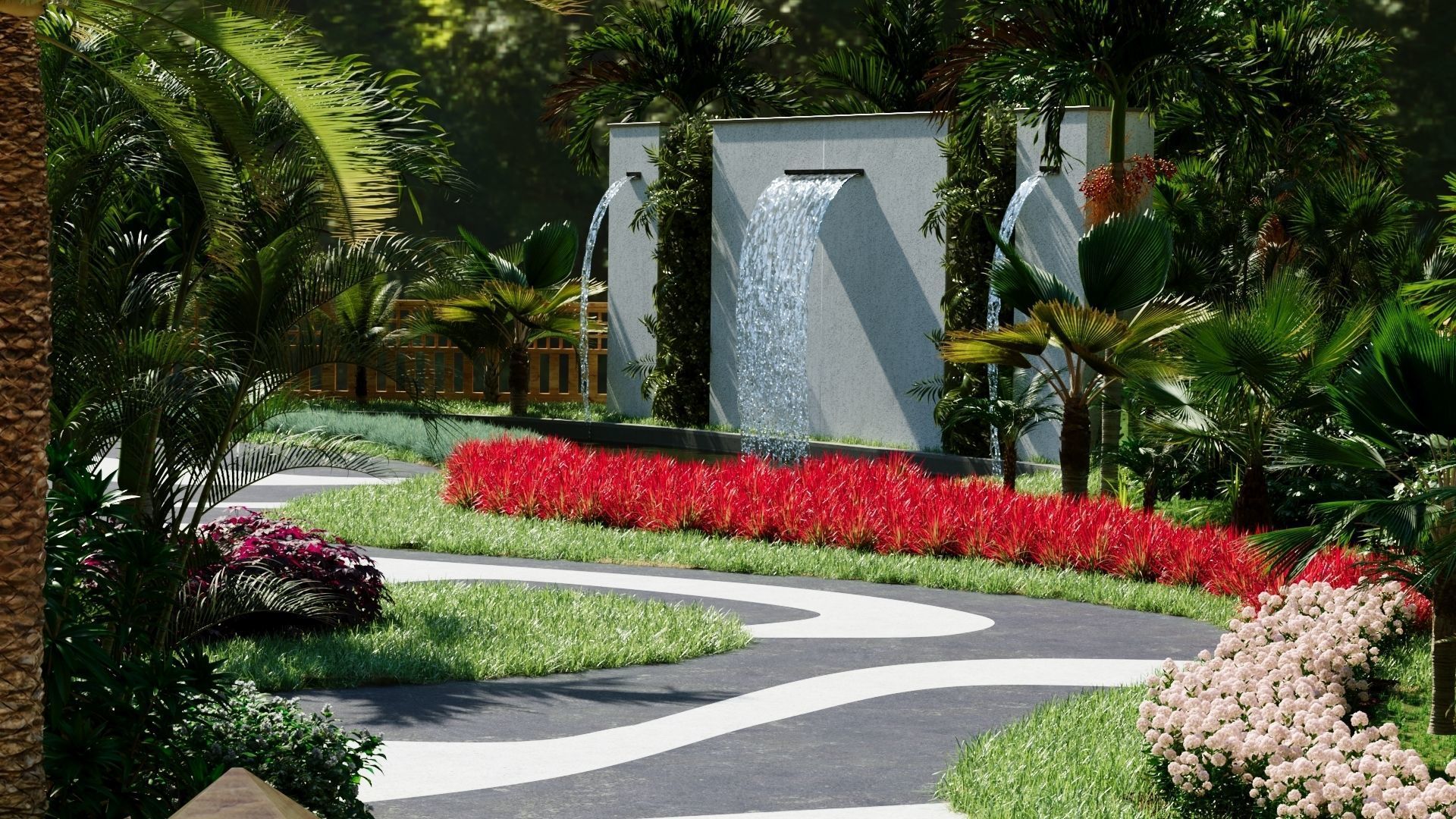 A Customizable 3D Garden Park scene 3D model_3