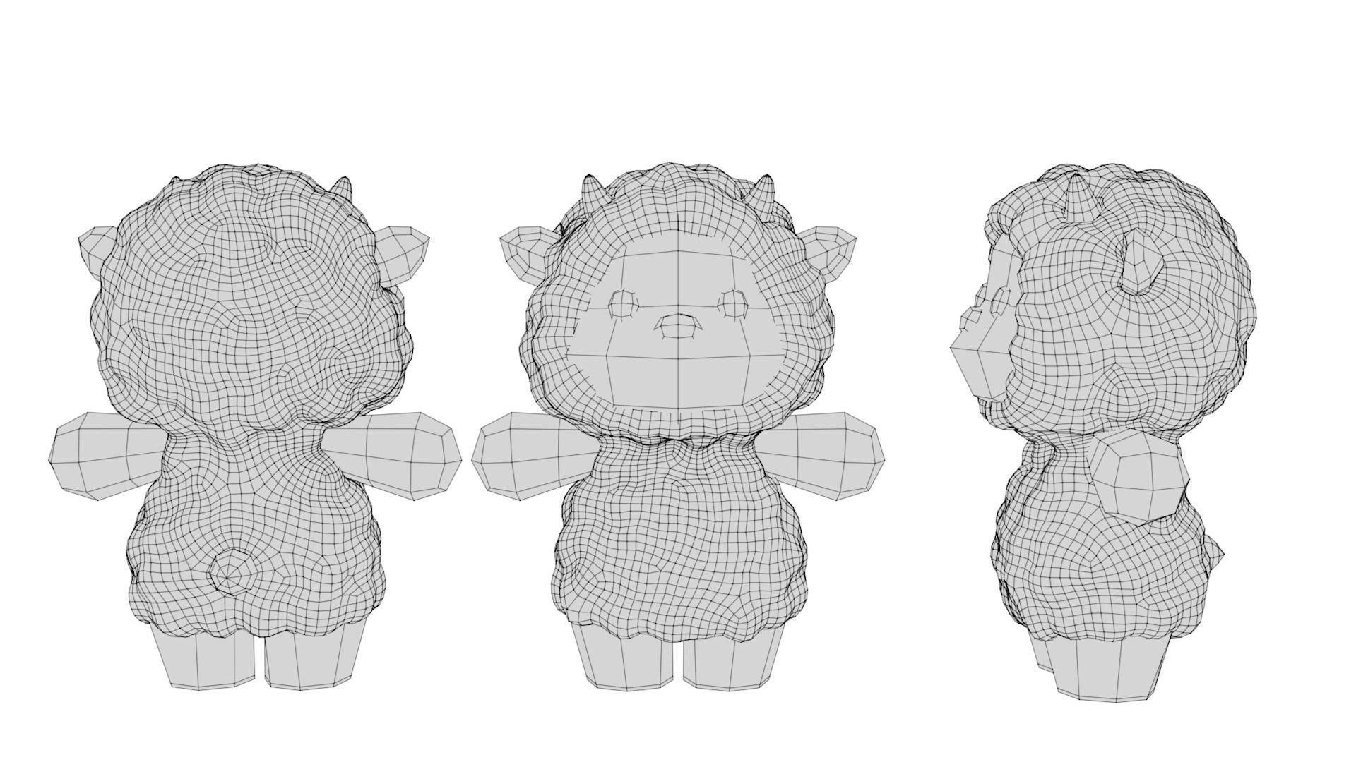 Rigged Cartoon Sheep Low-poly 3D model_6