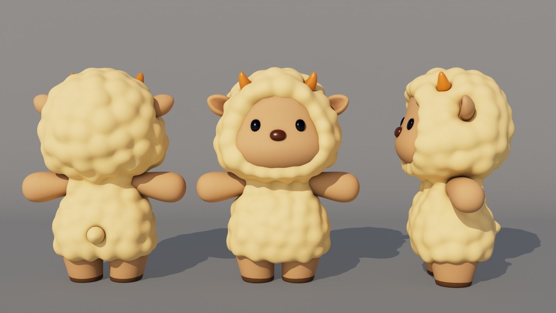 Rigged Cartoon Sheep Low-poly 3D model_3