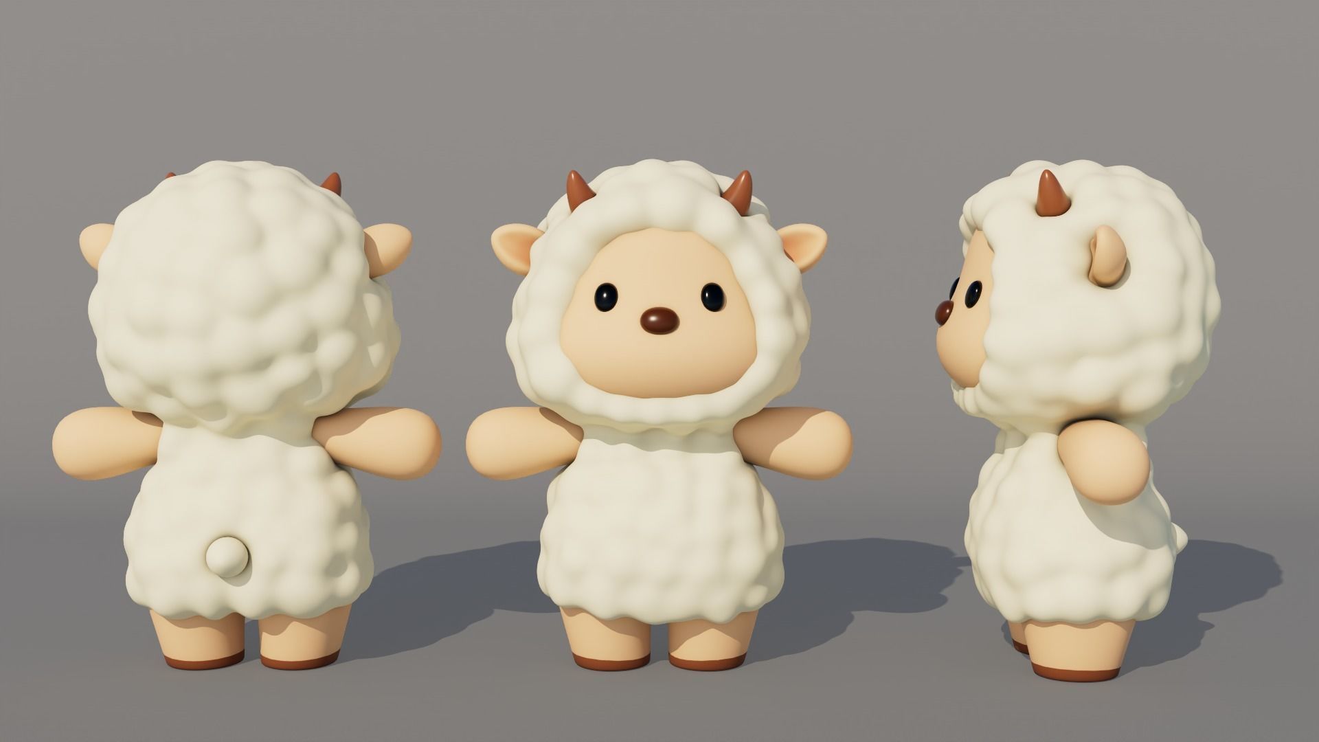 Rigged Cartoon Sheep Low-poly 3D model_2