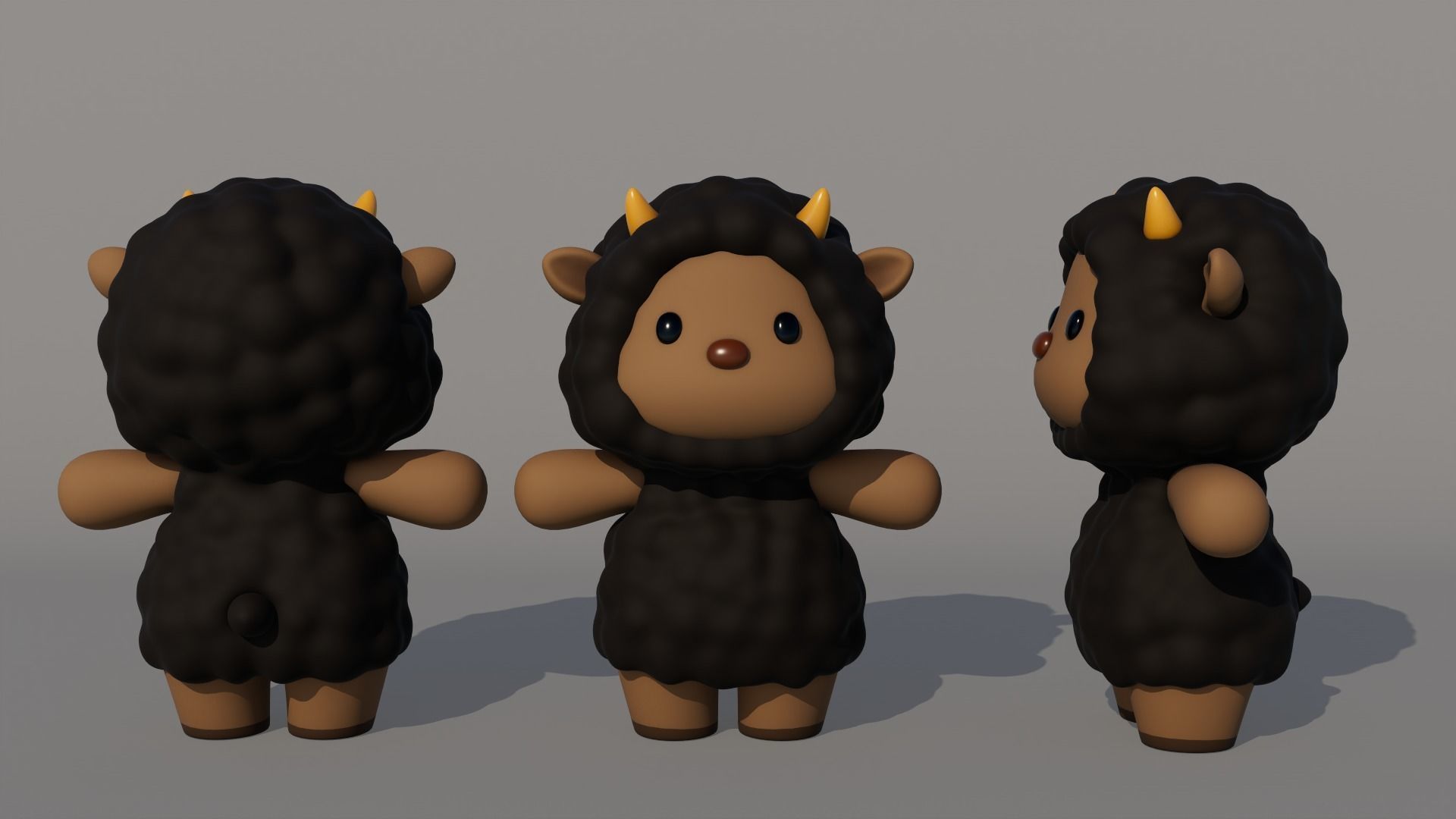 Rigged Cartoon Sheep Low-poly 3D model_4