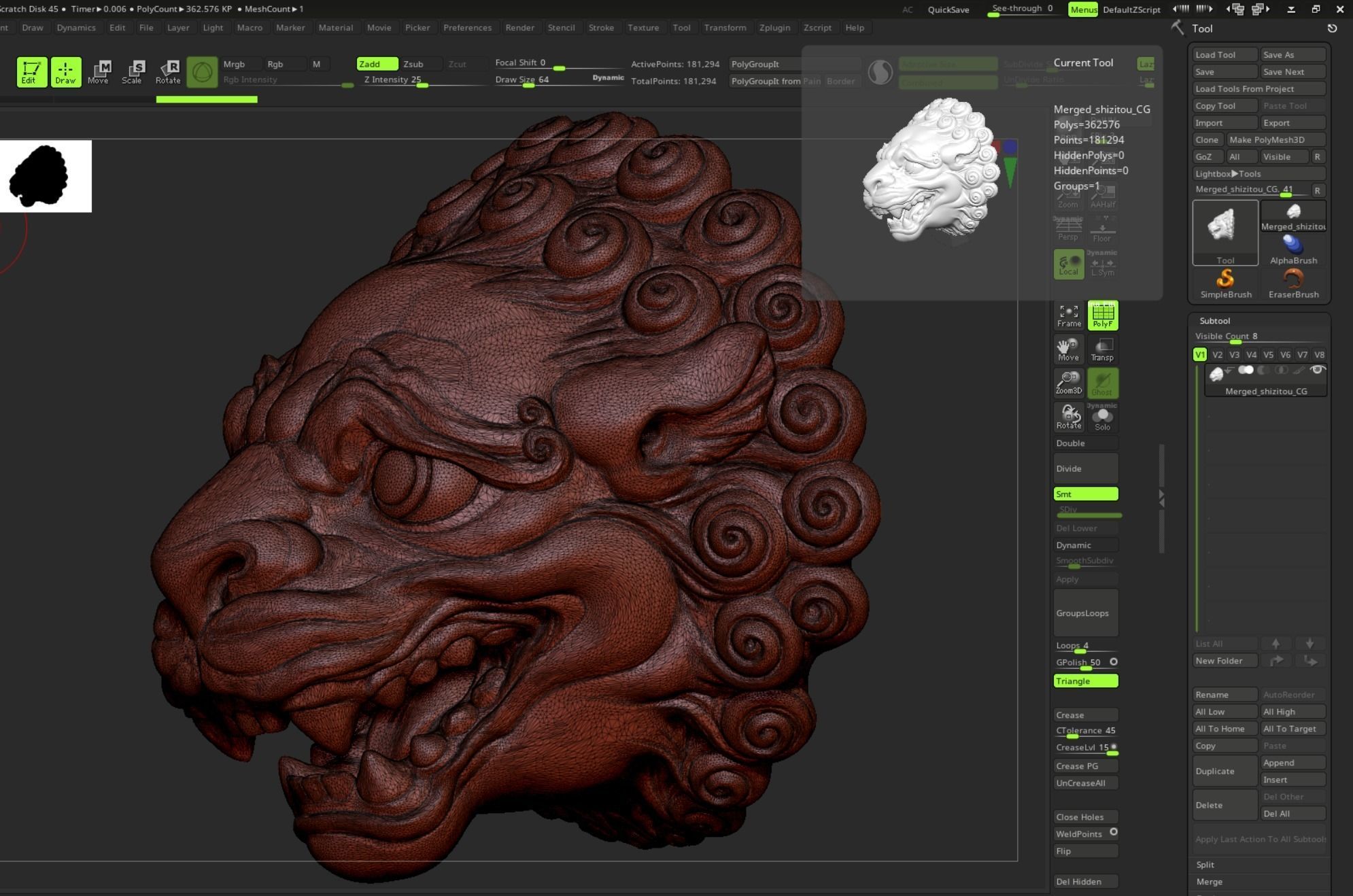Chinese traditional style lion head sculpture 3D model_13