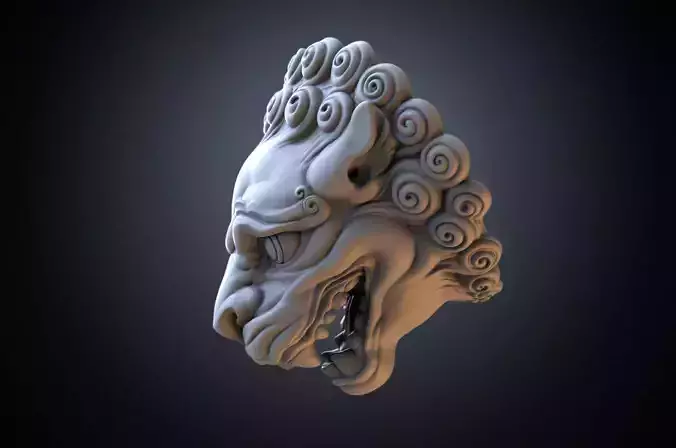 Chinese traditional style lion head sculpture