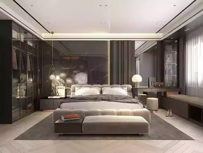 Modern Bedroom Scene 25 3D model