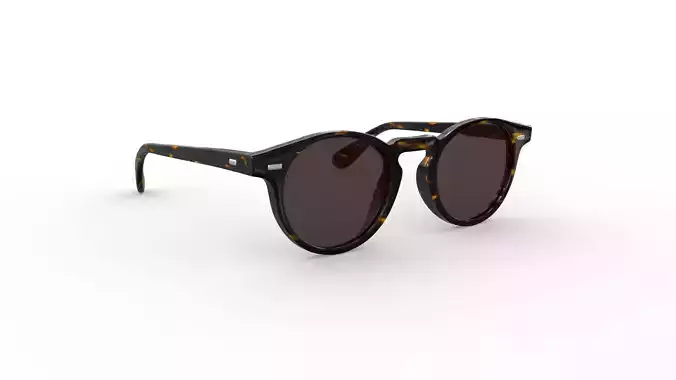 Tortoiseshell Fabric Round Lens Sunglasses 3D model