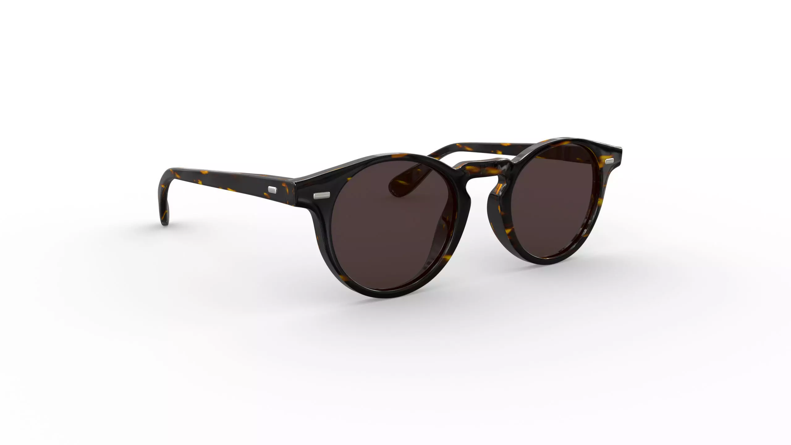 Tortoiseshell Fabric Round Lens Sunglasses 3D model