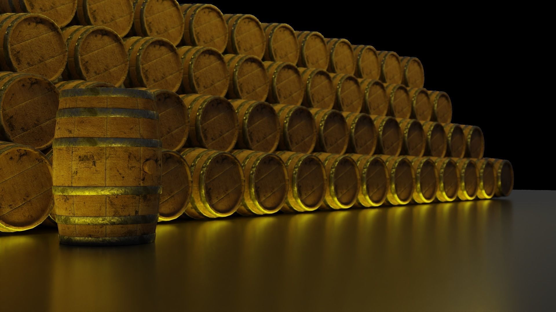 Old Wooden Barrel Low-poly 3D model_1