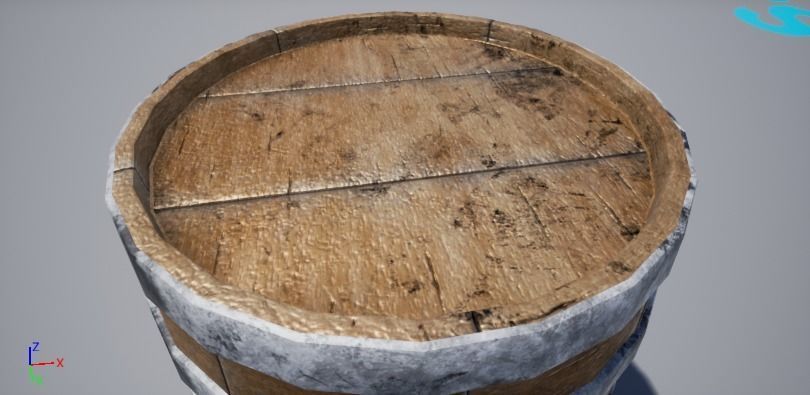 Old Wooden Barrel Low-poly 3D model_4