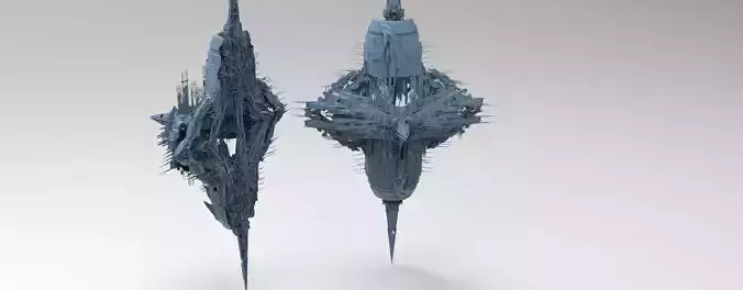 Sci fi Locust orb halved Low-poly 3D model