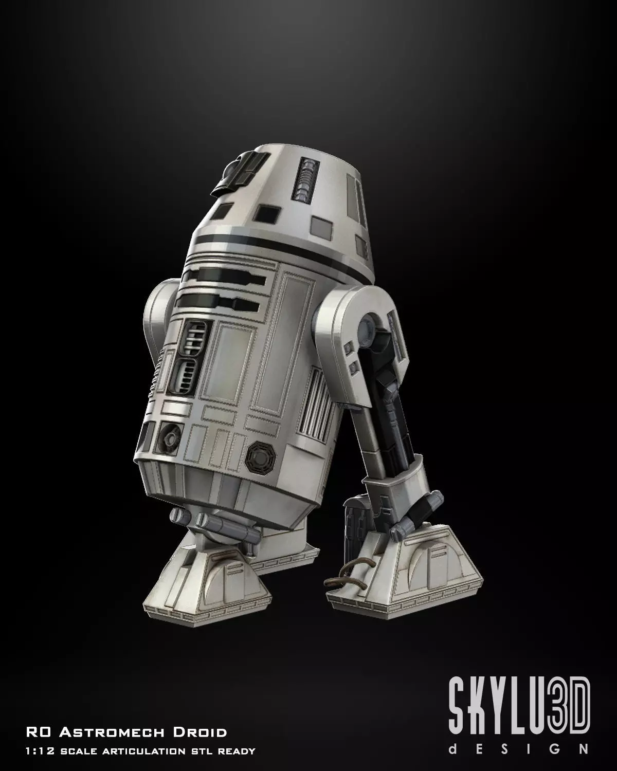 R0 Astromech Droid One12 Scale Articulation STL files 3D print model_0