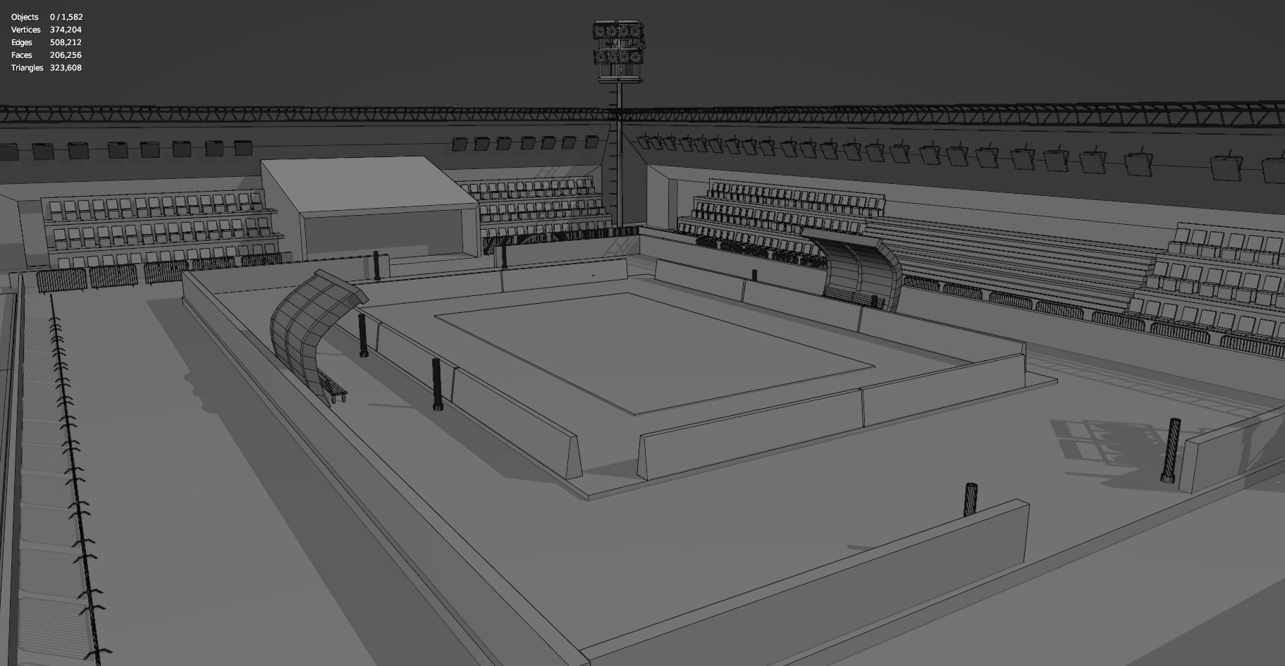 Kabaddi Indoor Stadium For Mobile Game - Untextured Low-poly 3D model_17