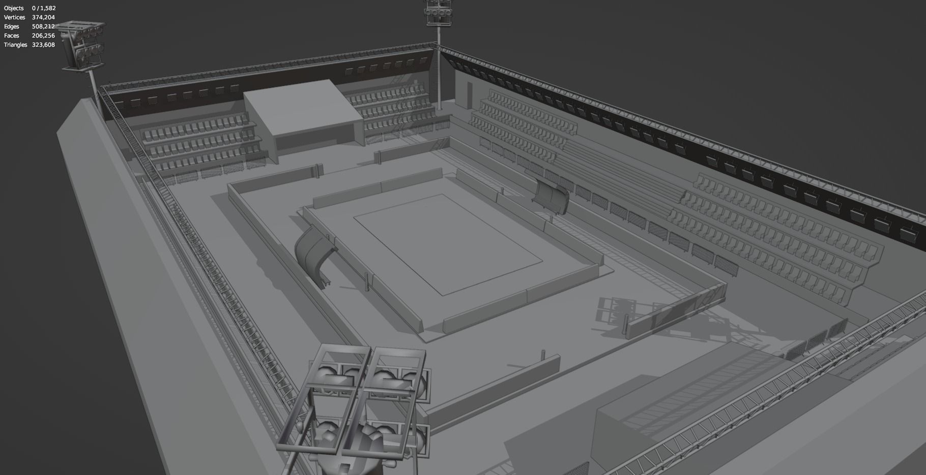 Kabaddi Indoor Stadium For Mobile Game - Untextured Low-poly 3D model_10