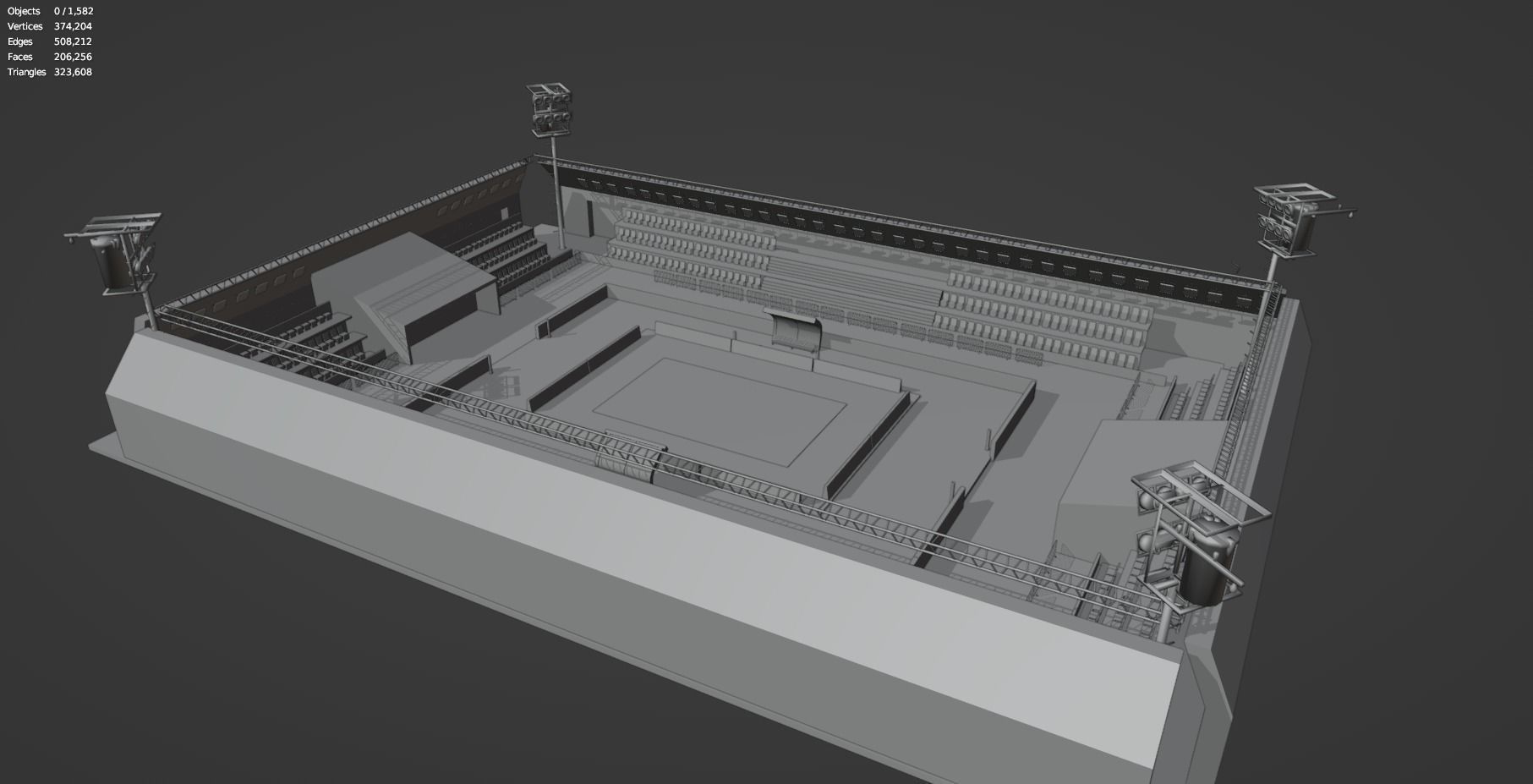 Kabaddi Indoor Stadium For Mobile Game - Untextured Low-poly 3D model_7