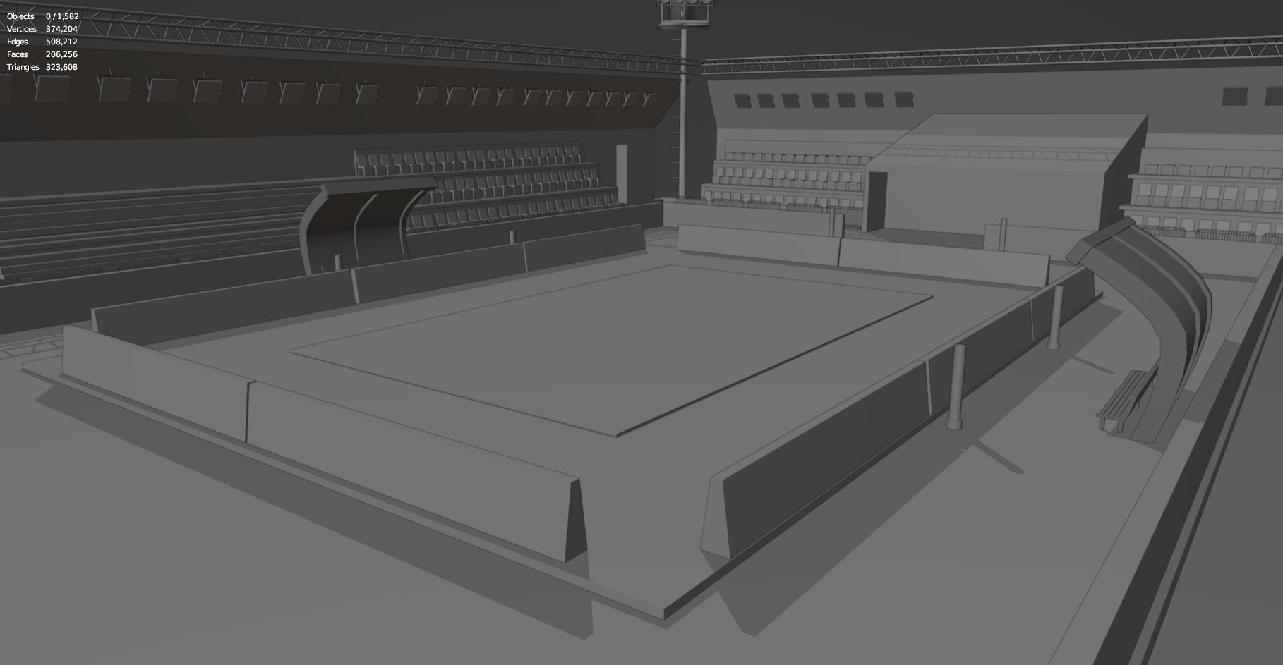 Kabaddi Indoor Stadium For Mobile Game - Untextured Low-poly 3D model_9