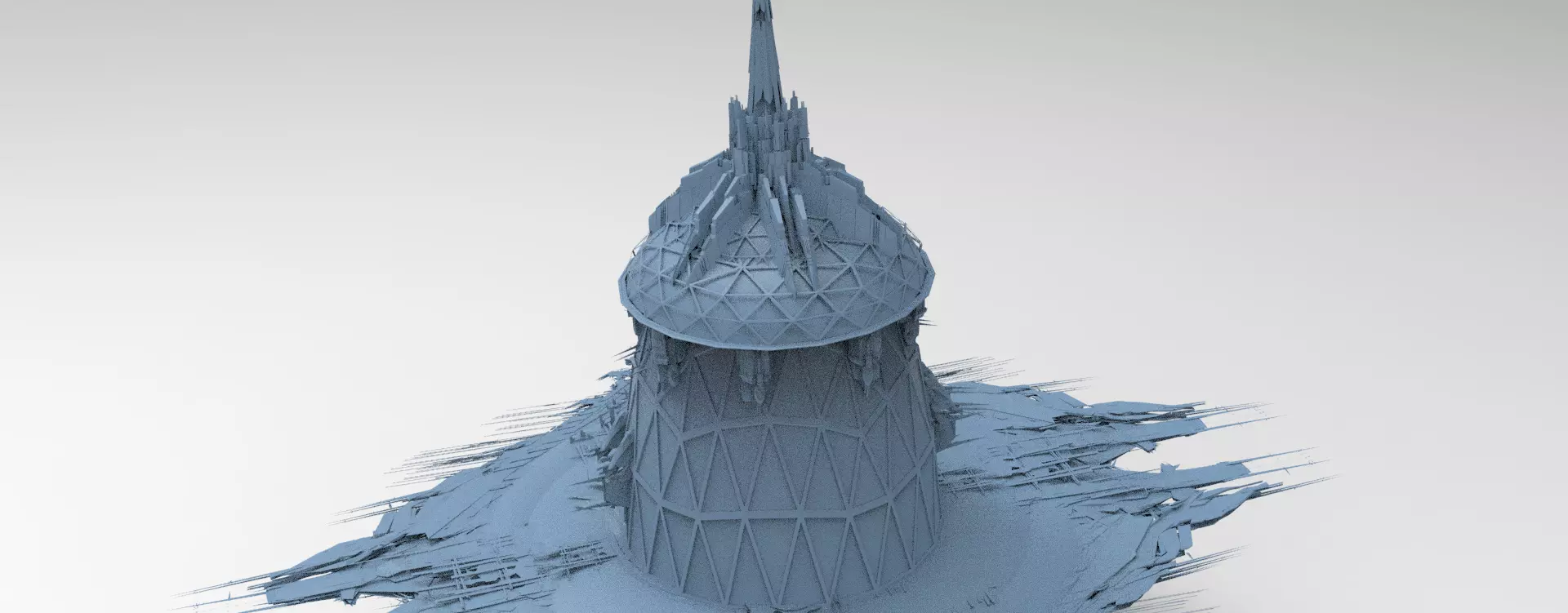 Sci Fi Locust Hive Science Dome 3D model_0