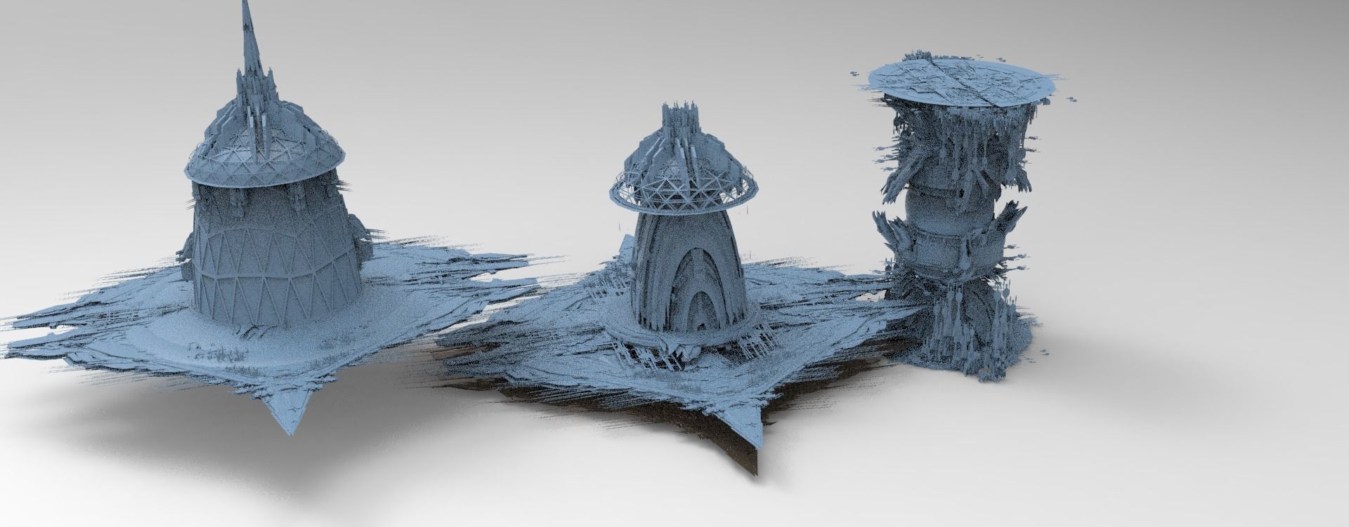 Sci Fi Locust hive centre 3 versions  3D model_1