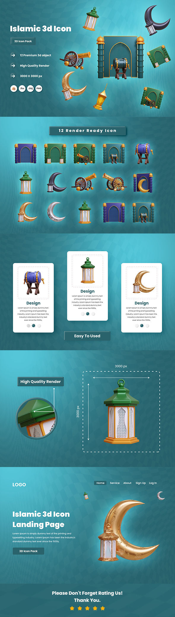 Islamic 3d Illustration  Icon Pack 3D model_5