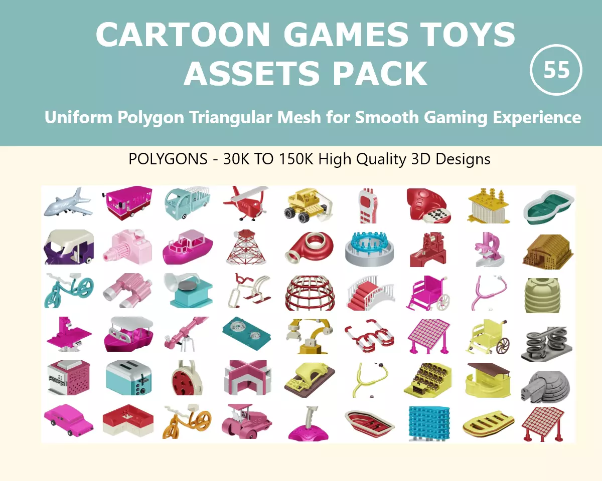 CARTOON GAMES TOYS ASSETS PACK 3D Model Collection_0