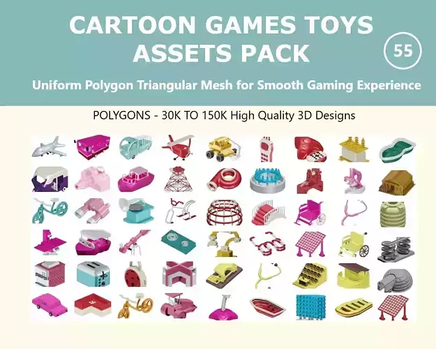 CARTOON GAMES TOYS ASSETS PACK 3D Model Collection