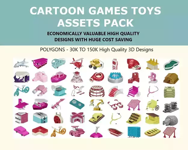 CARTOON GAMES TOYS ASSETS PACK 3D Model Collection