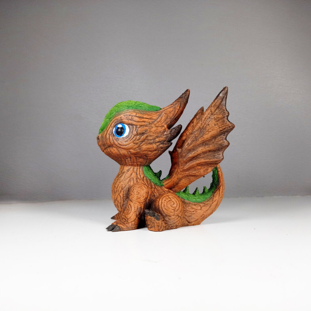 Cute Wood Dragon No Support Print In Place 3D print model_3