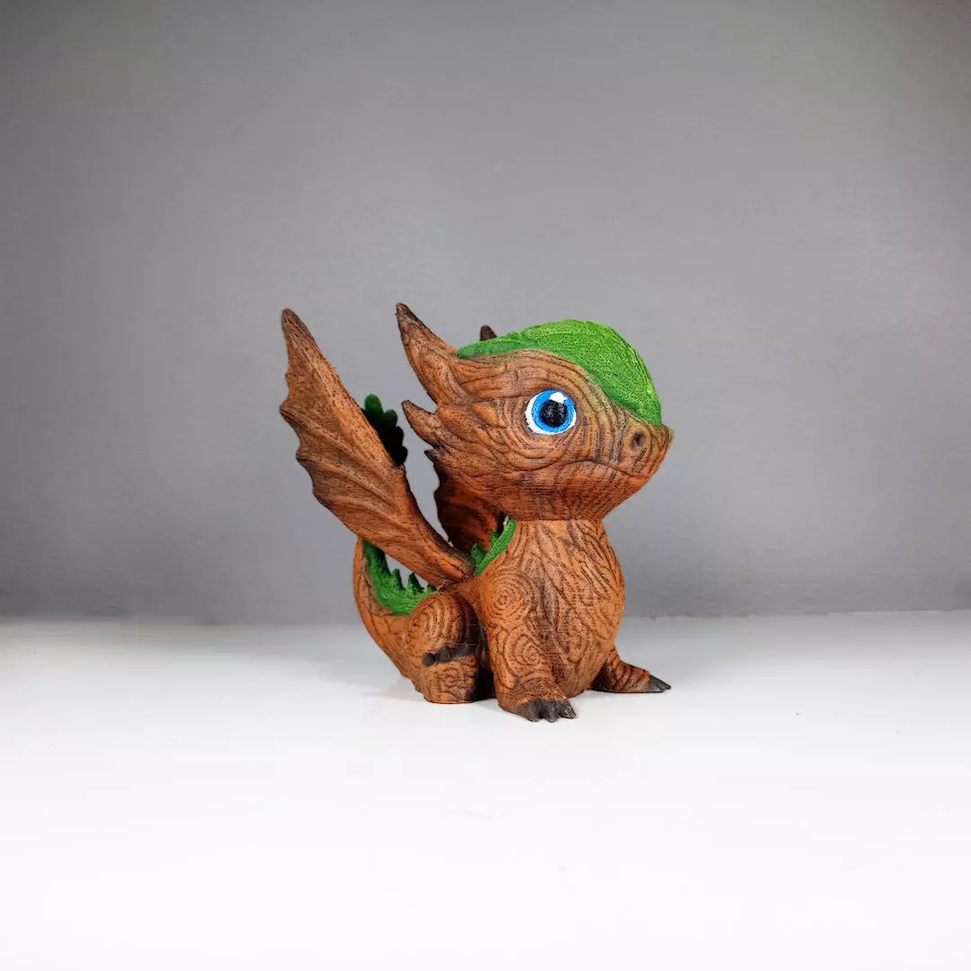 Cute Wood Dragon No Support Print In Place 3D print model_0