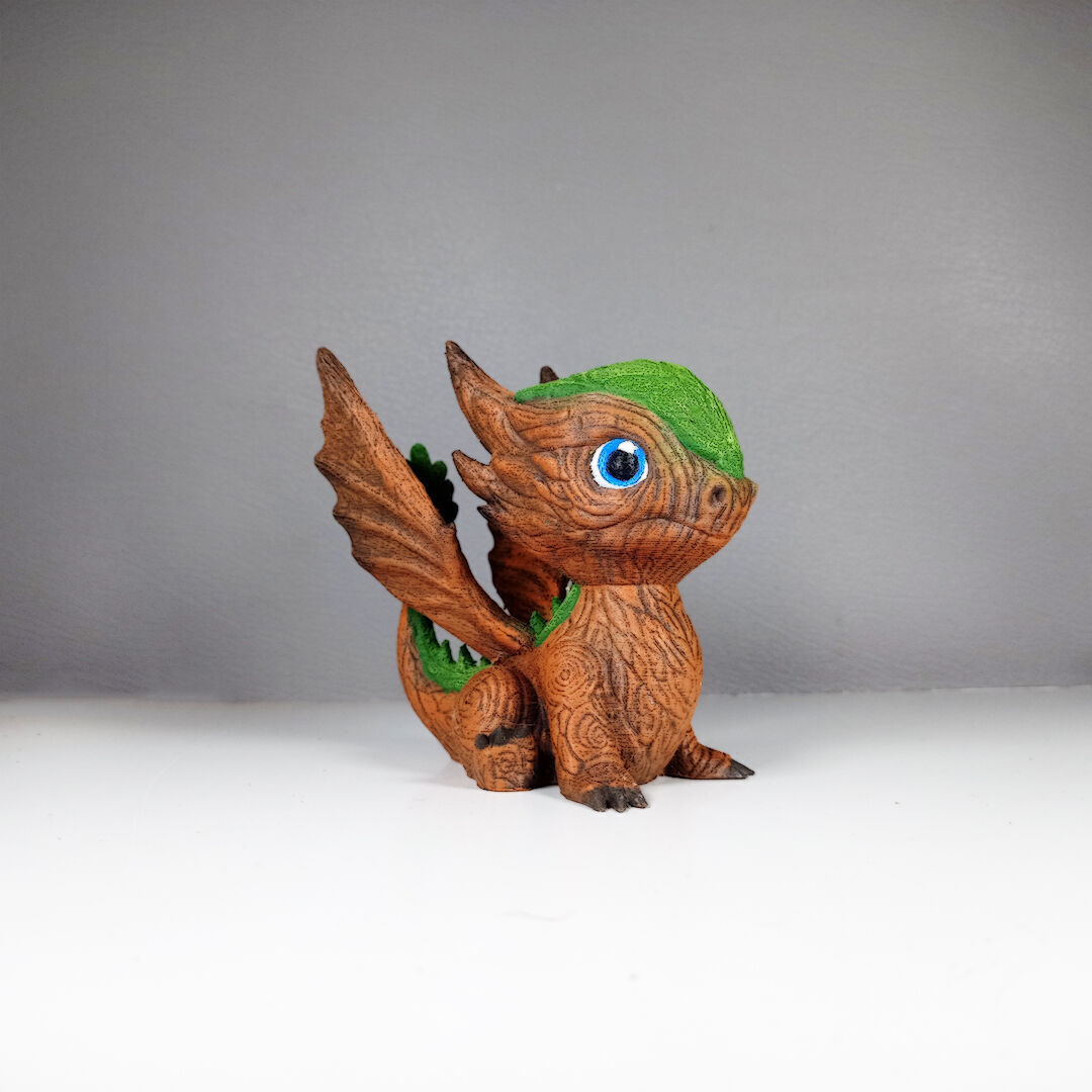 Cute Wood Dragon No Support Print In Place 3D print model_1