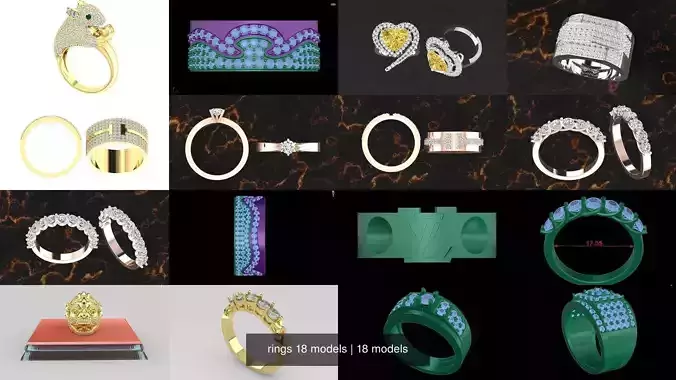 rings 18 models 3D Model Collection rings 18 models 3D Model Collection