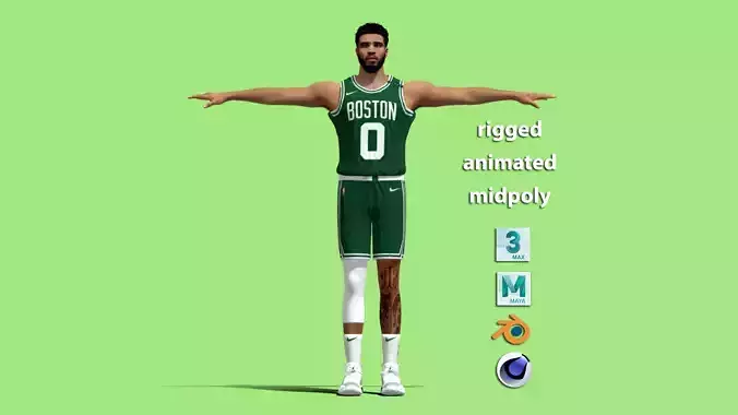 T-Pose Rigged Jayson Tatum Boston Celtics NBA 3D model