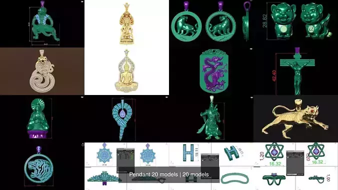 Pendant 20 models 3D Model Collection