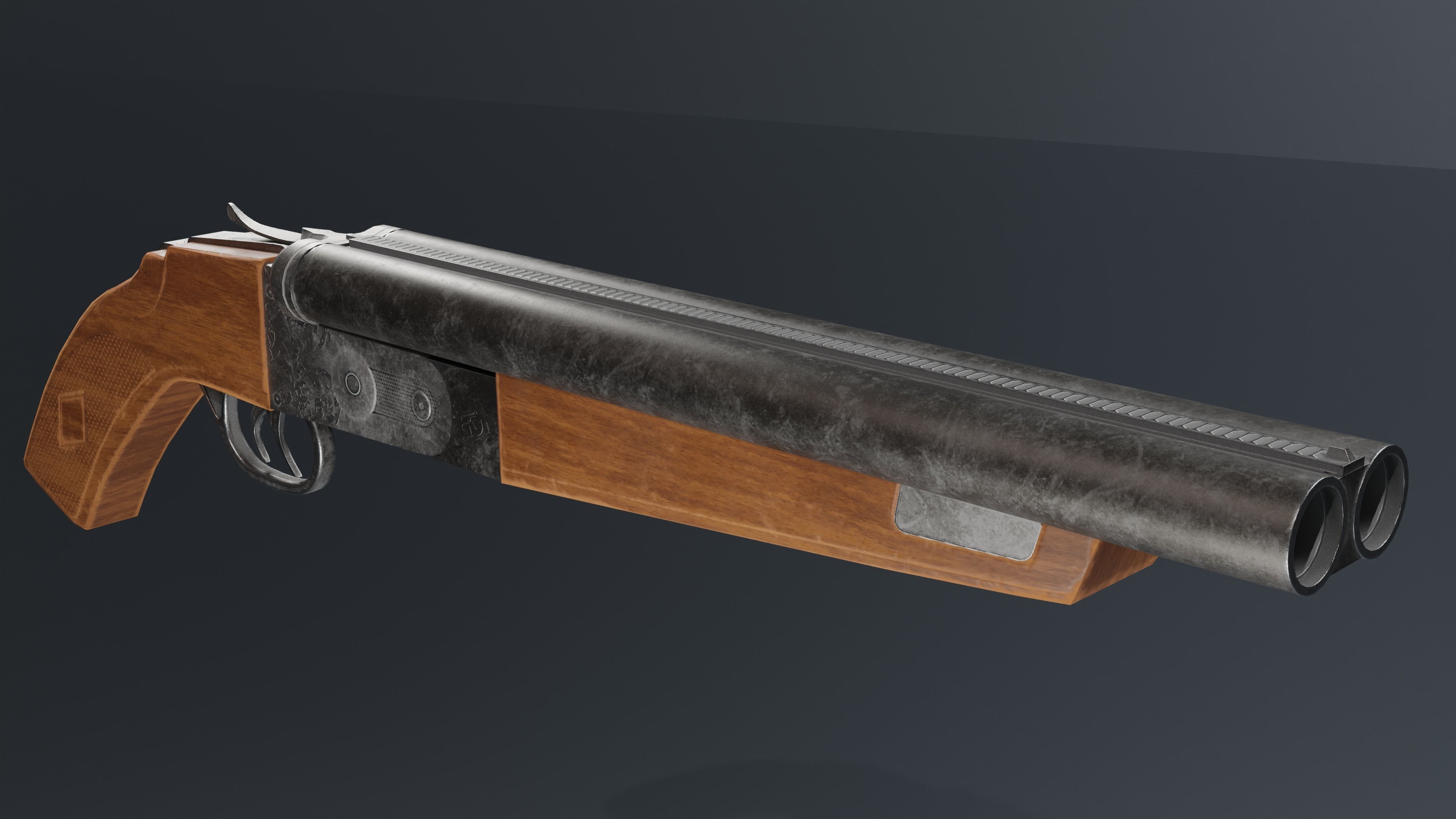 Double Barrel Shotgun  Low poly Gun gameprop Low-poly 3D model_8