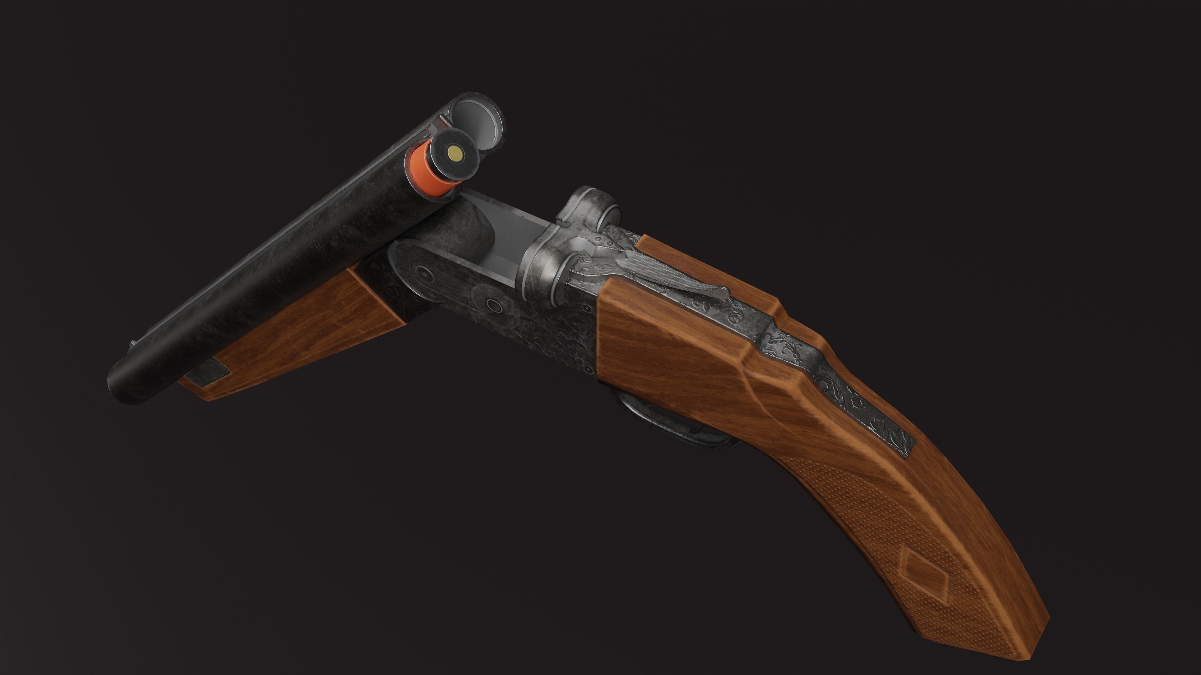 Double Barrel Shotgun  Low poly Gun gameprop Low-poly 3D model_2