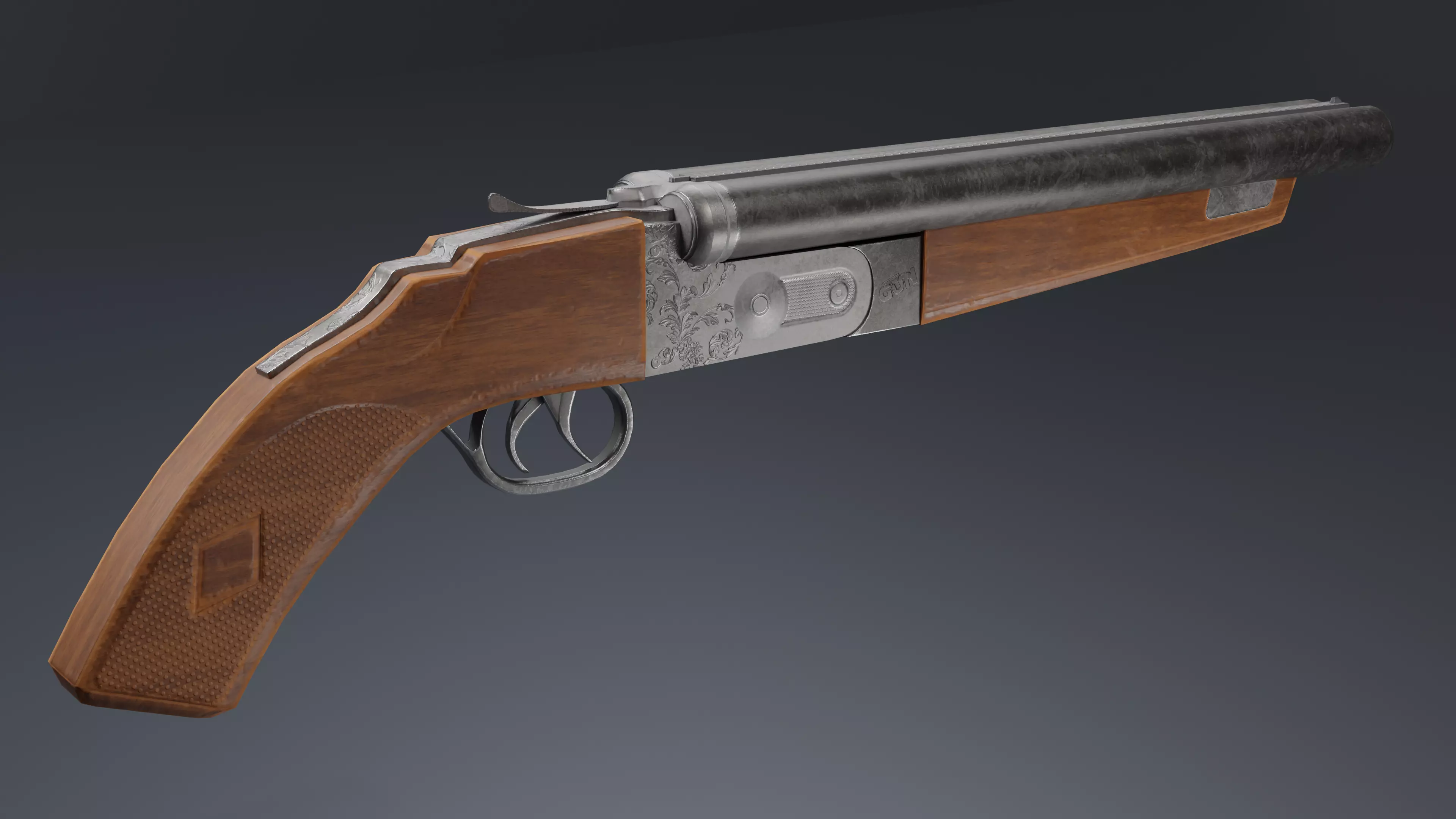 Double Barrel Shotgun  Low poly Gun gameprop Low-poly 3D model_0