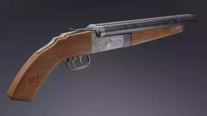 Double Barrel Shotgun  Low poly Gun gameprop Low-poly 3D model Double Barrel Shotgun  Low poly Gun gameprop Low-poly 3D model