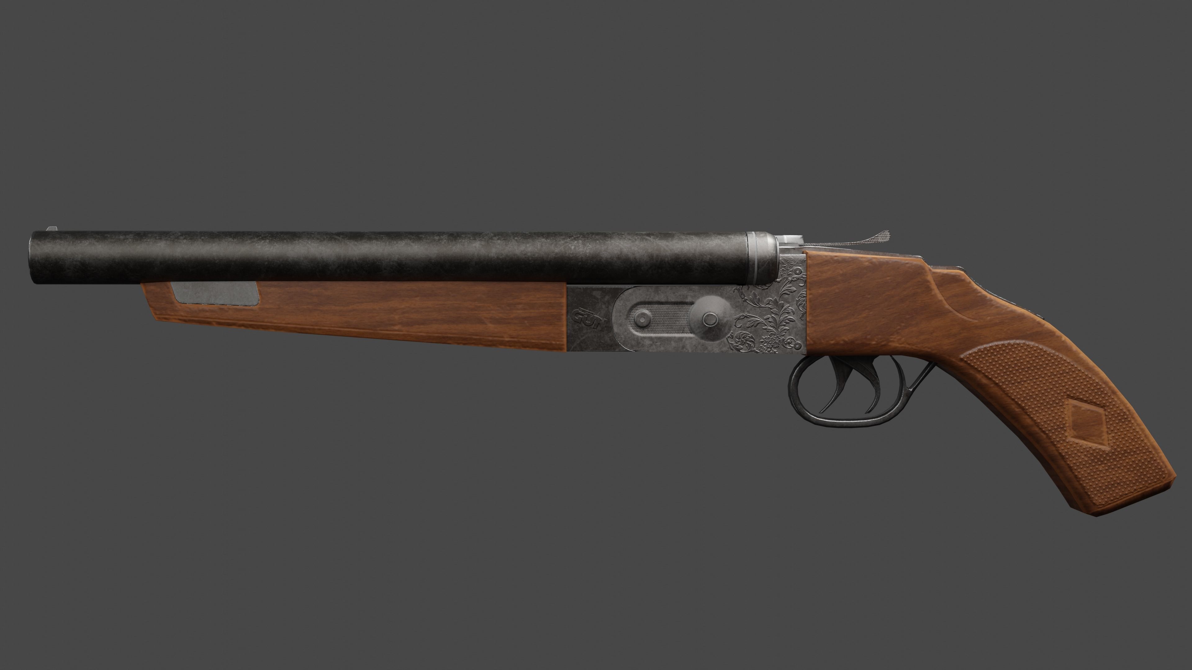 Double Barrel Shotgun  Low poly Gun gameprop Low-poly 3D model_1