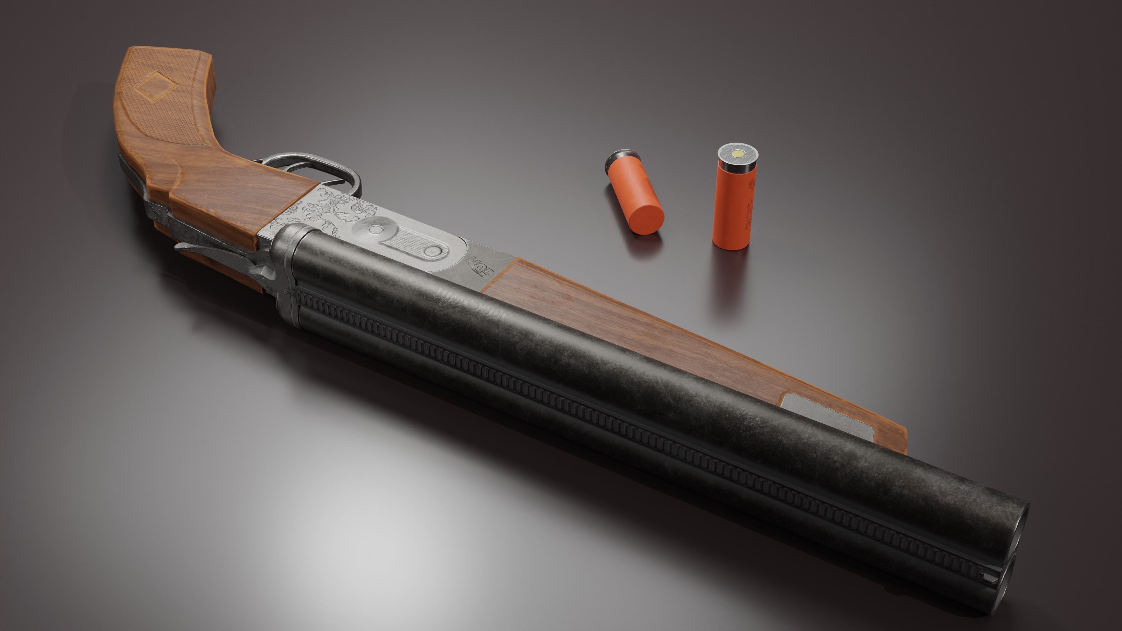 Double Barrel Shotgun  Low poly Gun gameprop Low-poly 3D model_11