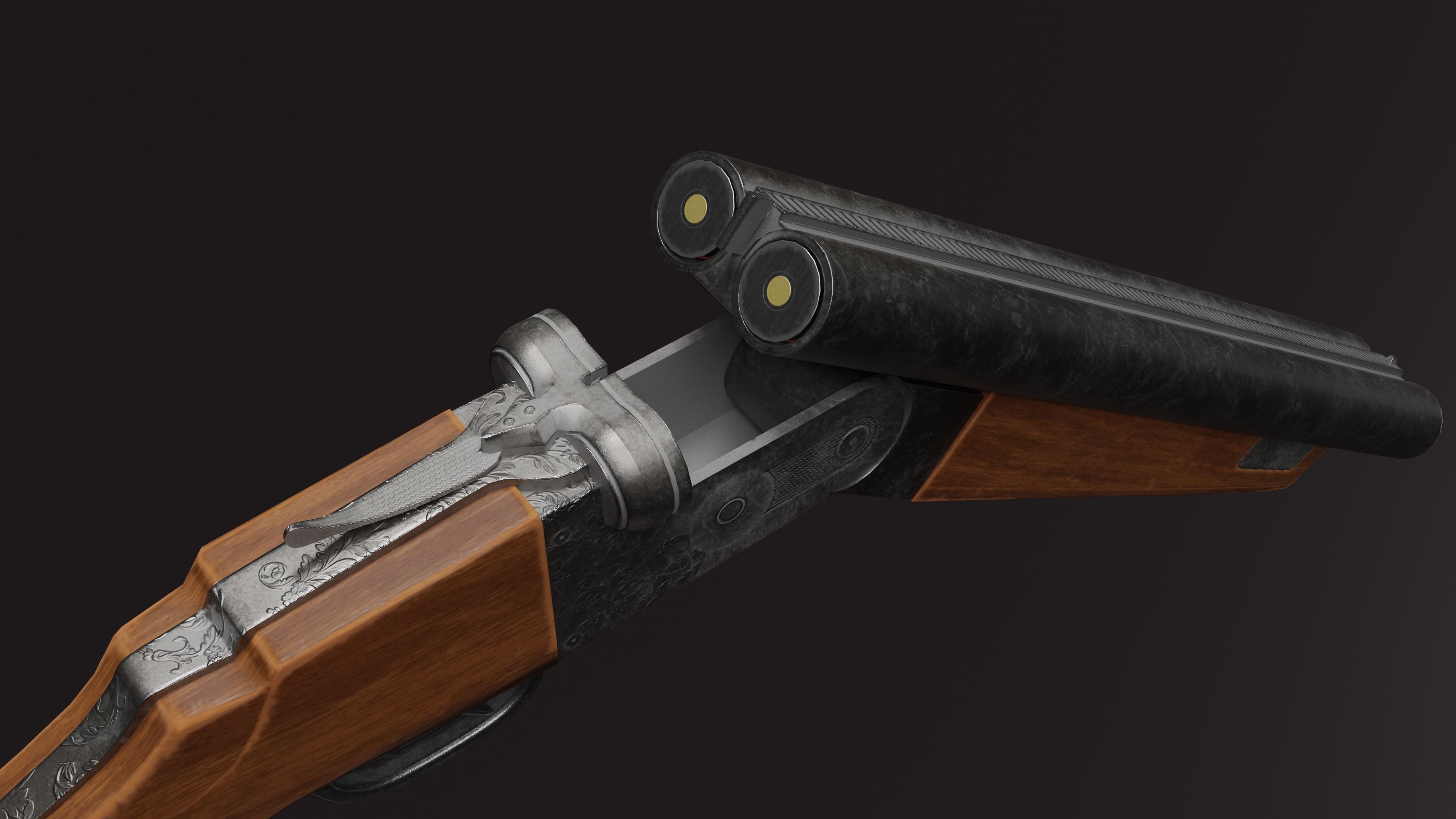 Double Barrel Shotgun  Low poly Gun gameprop Low-poly 3D model_3