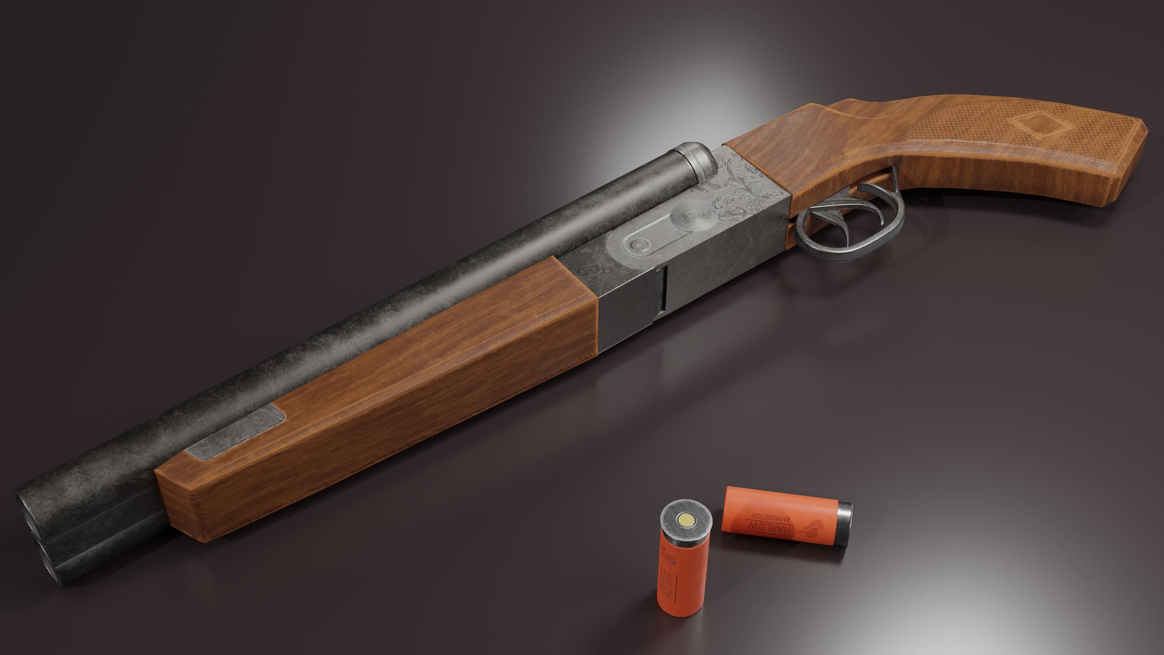 Double Barrel Shotgun  Low poly Gun gameprop Low-poly 3D model_10