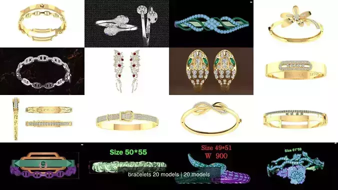 bracelets 20 models 3D Model Collection